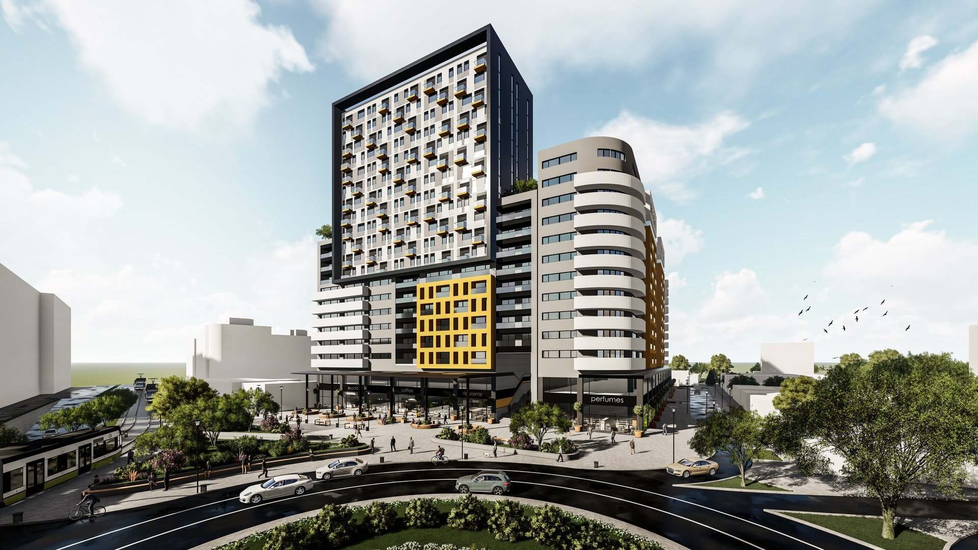 Overall view — the high-rise residential and commercial complex in Oradea, by the Fortress, a PPAE project
