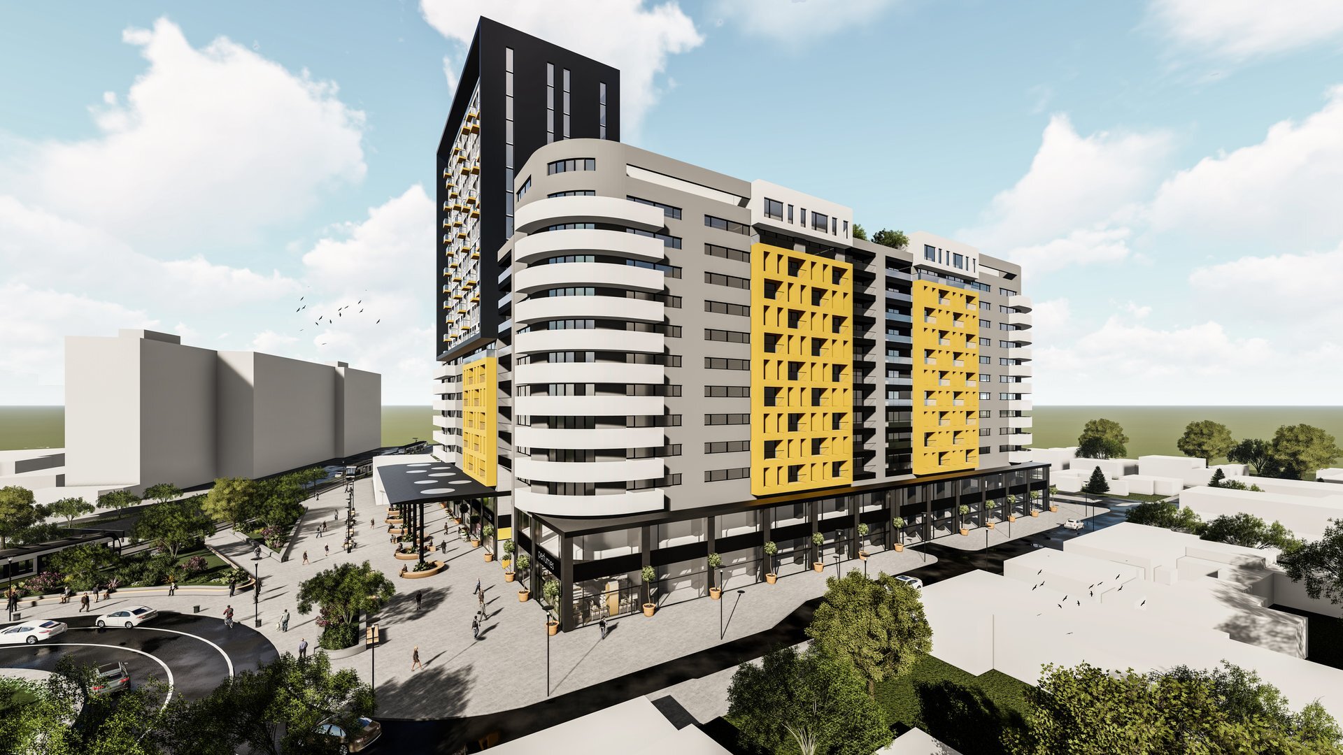 Image from the project gallery — the high-rise residential and commercial complex in Oradea, by the Fortress, a PPAE project