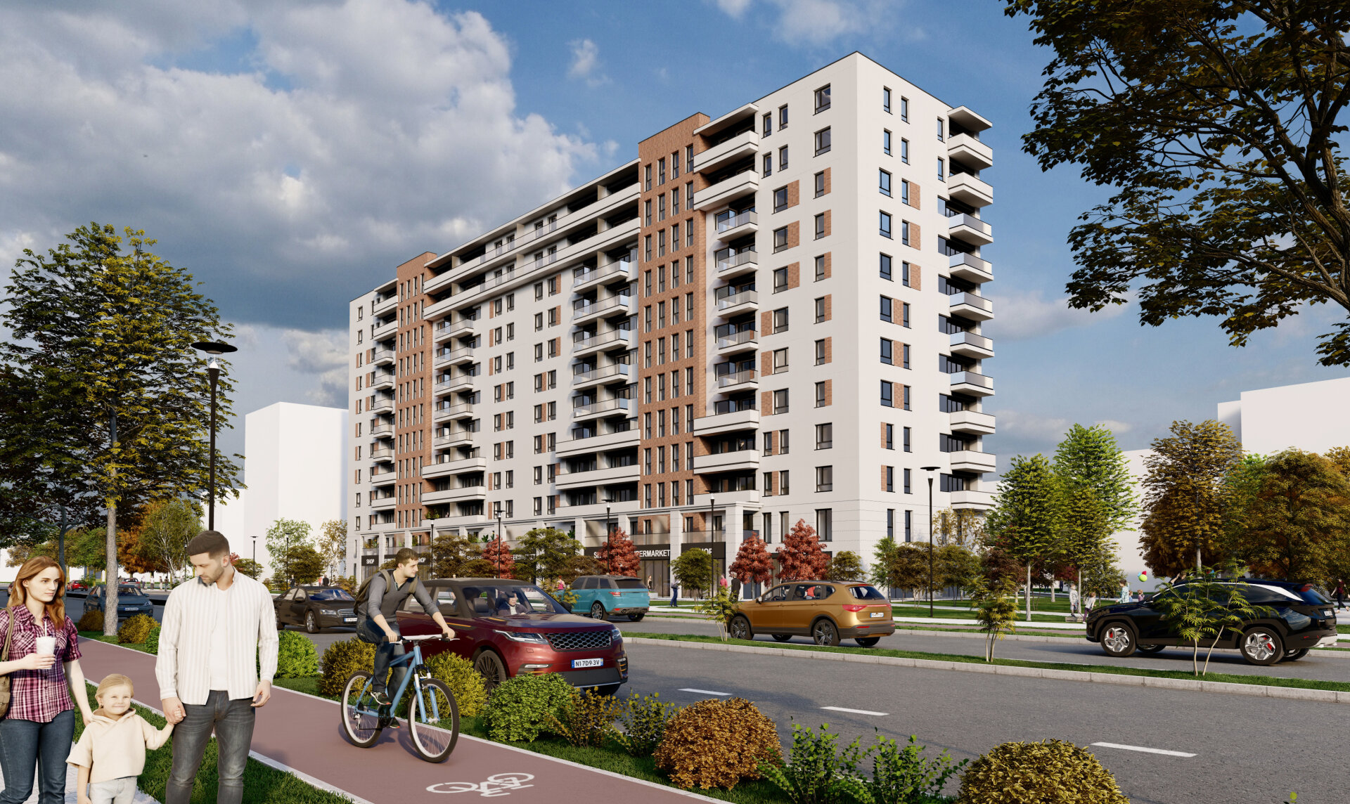 The commercial frontage on the ground floor towards the Valea Largă boulevard, Drumul Taberei Residence 3, a PPAE project