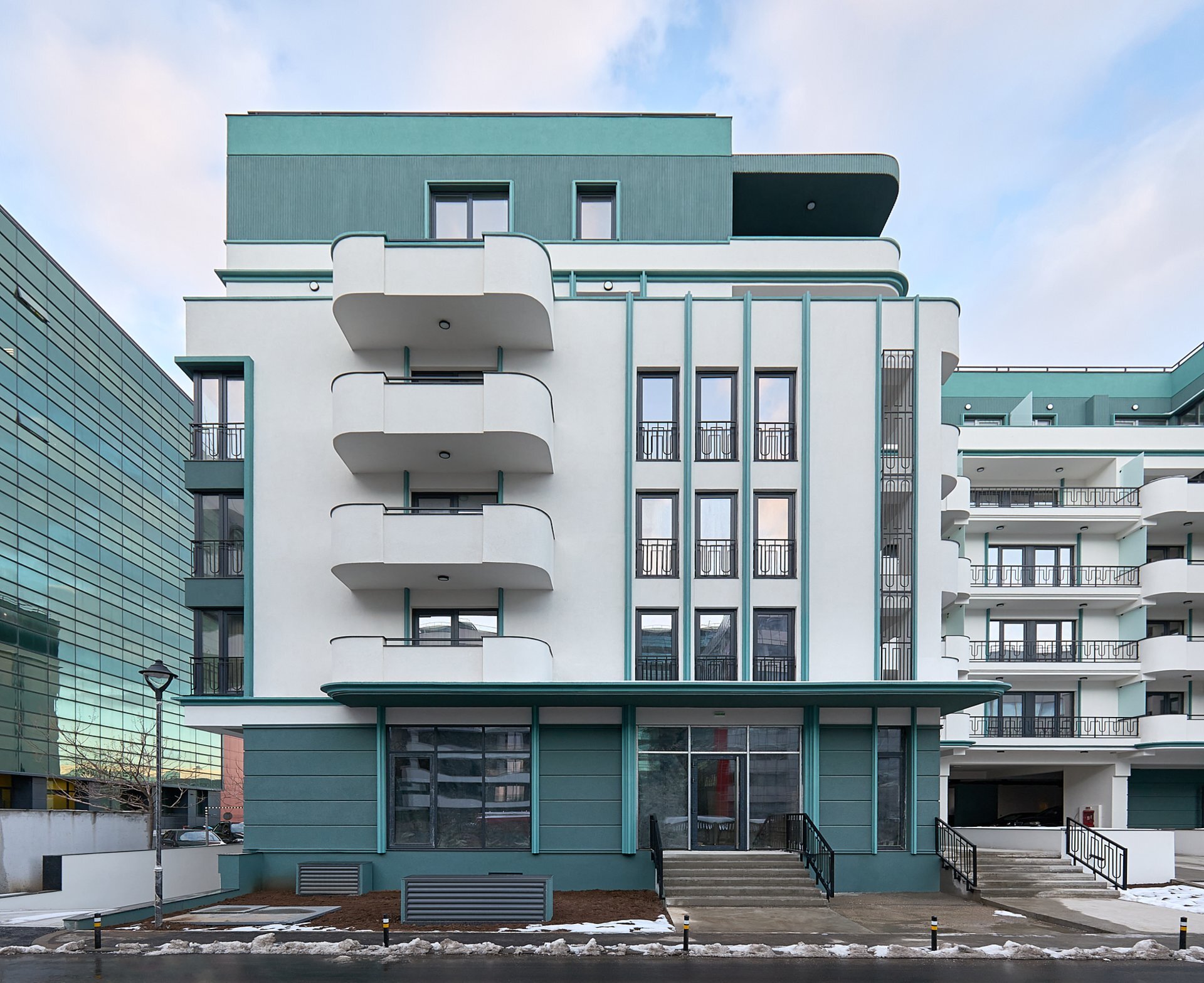 Vedere a fațadei — clădirea de apartamente MOPH, Pipera, jud. Ilfov, proiect PPAE