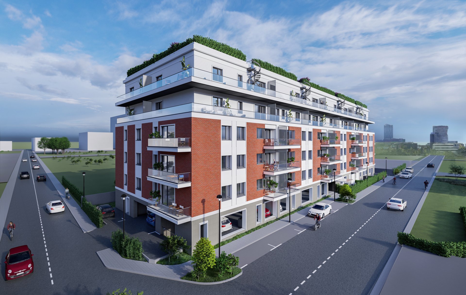 Vedere de ansamblu a clădirii de apartamente Golden Jaraso din Pipera, jud. Ilfov, proiect PPAE