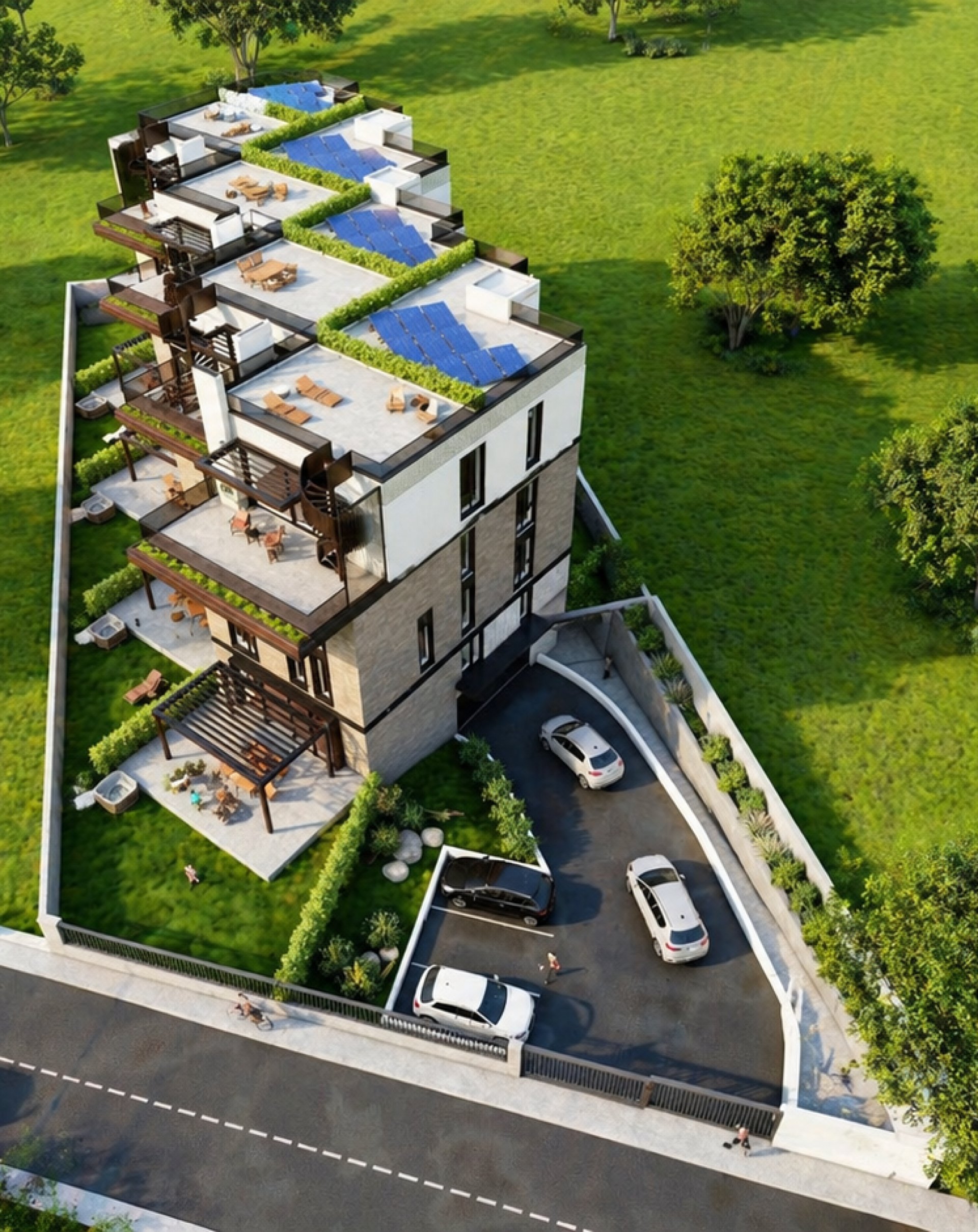 The upper duplexes with terraces on the top levels, premium apartments Voluntari, a PPAE project