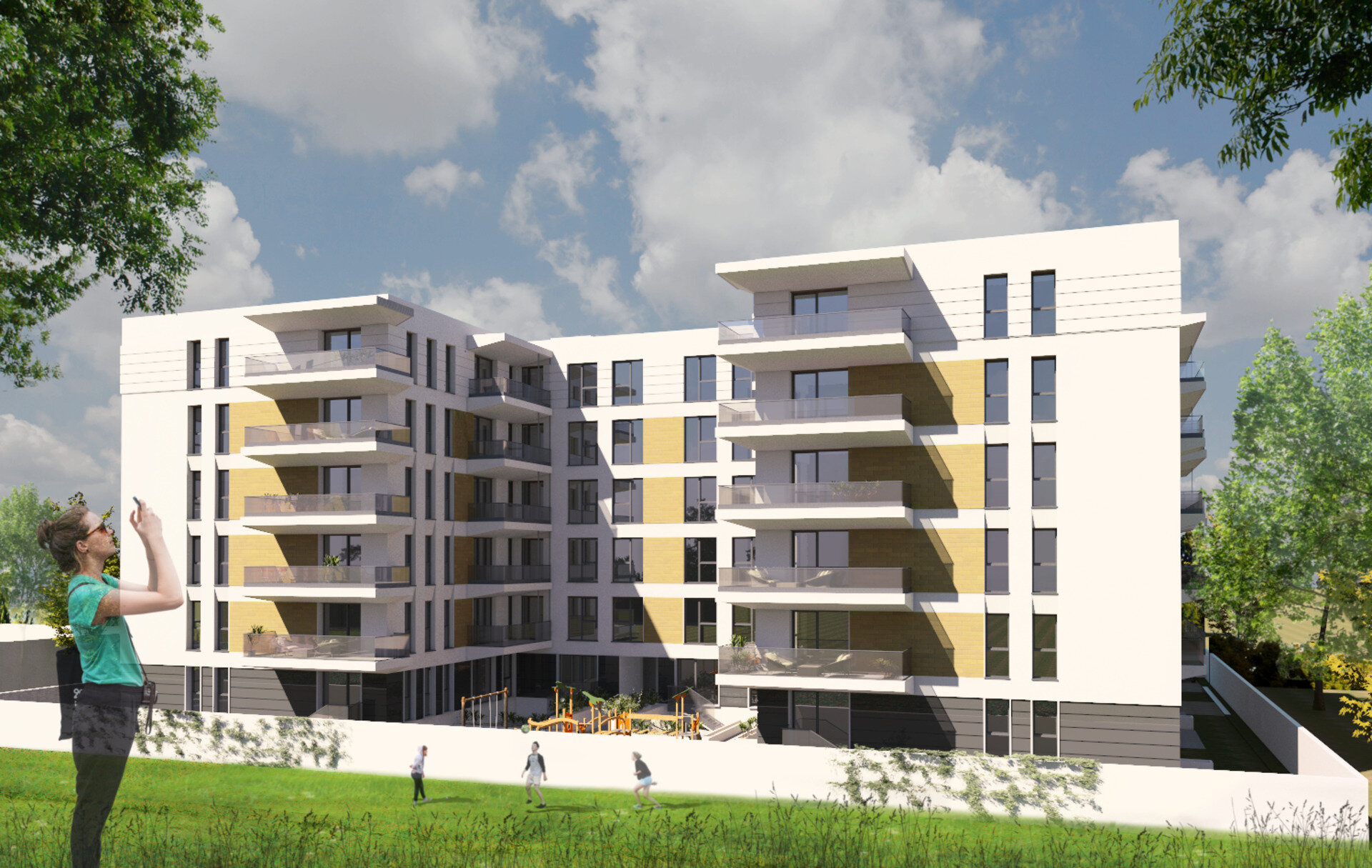 Vedere a fațadei — clădirea de apartamente Smart House Residence din Pipera, proiect PPAE